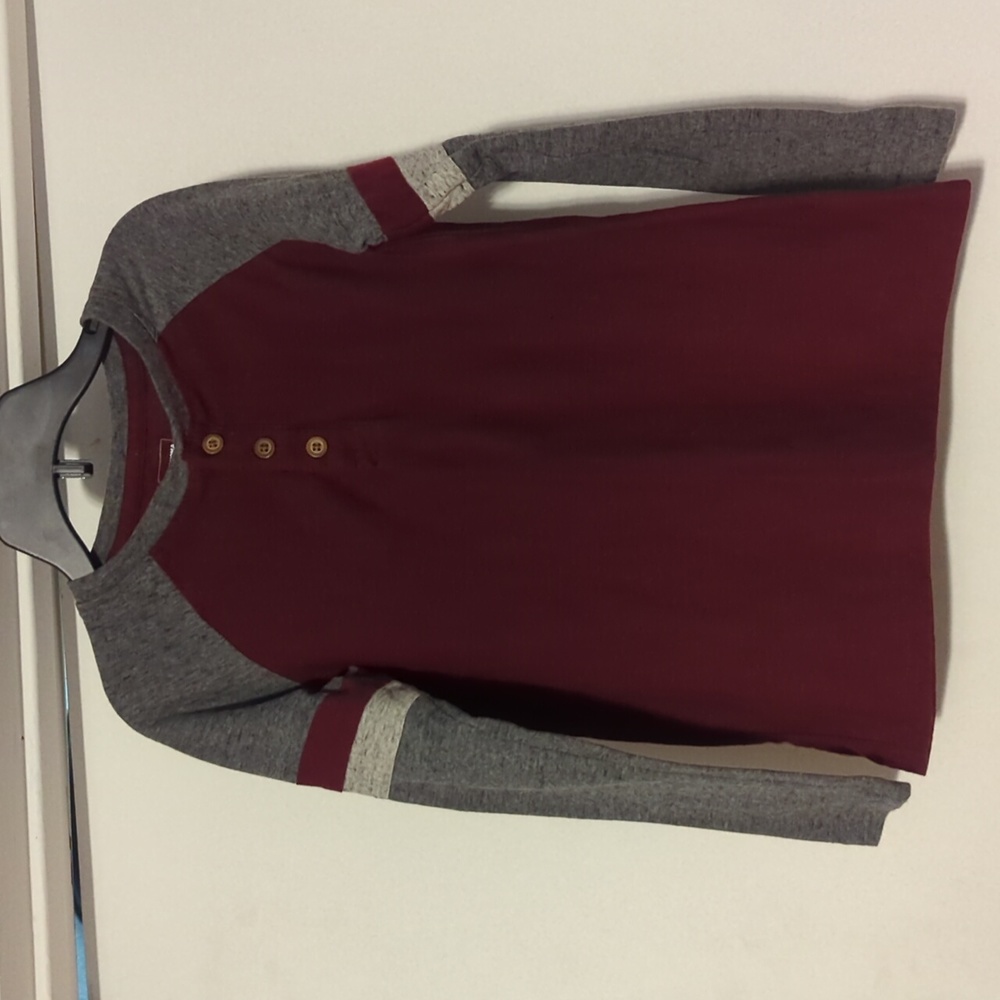 Sonoma Burgundy and Gray Long Sleeve Tee